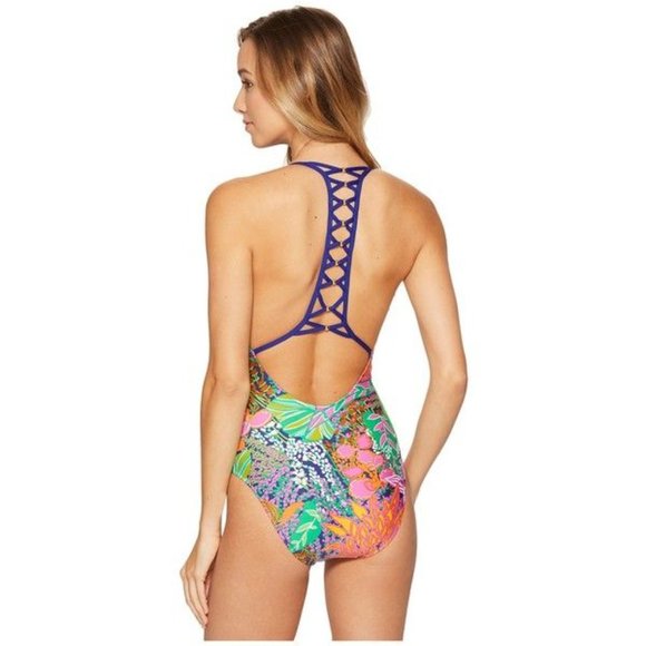 Trina Turk Tropic Escape V Plunge One Piece Swim - Picture 3 of 9